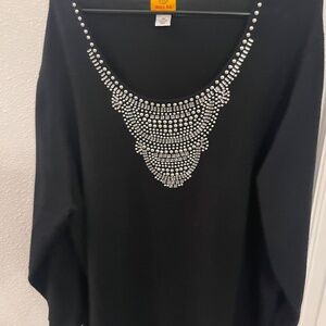 Black Ruby Rd Embelished Sweater Scoop Neck​